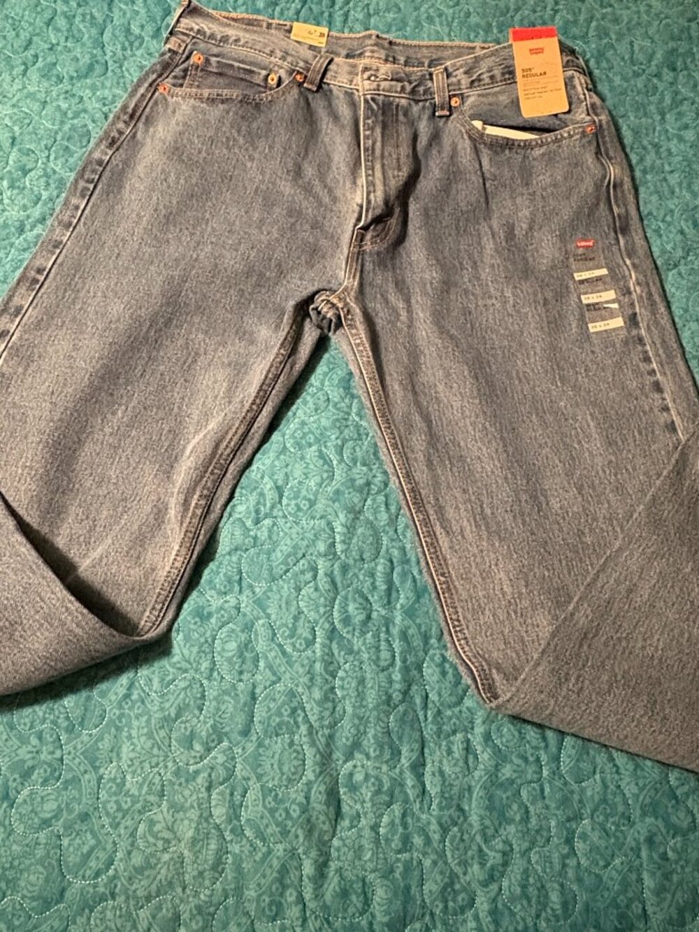 Levis 505 Blue Jeans Regular 100% Cotton Size 38Wx34L. NWT